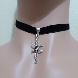 Barbed wire silver tone black